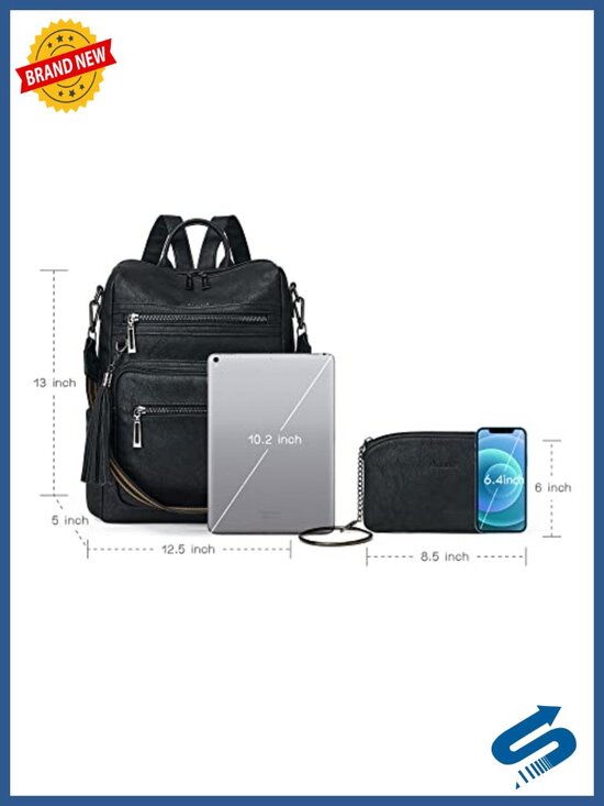 Vegan Leather Backpack Purse for Women with Adjustable Shoulder Strap | Water main image 4